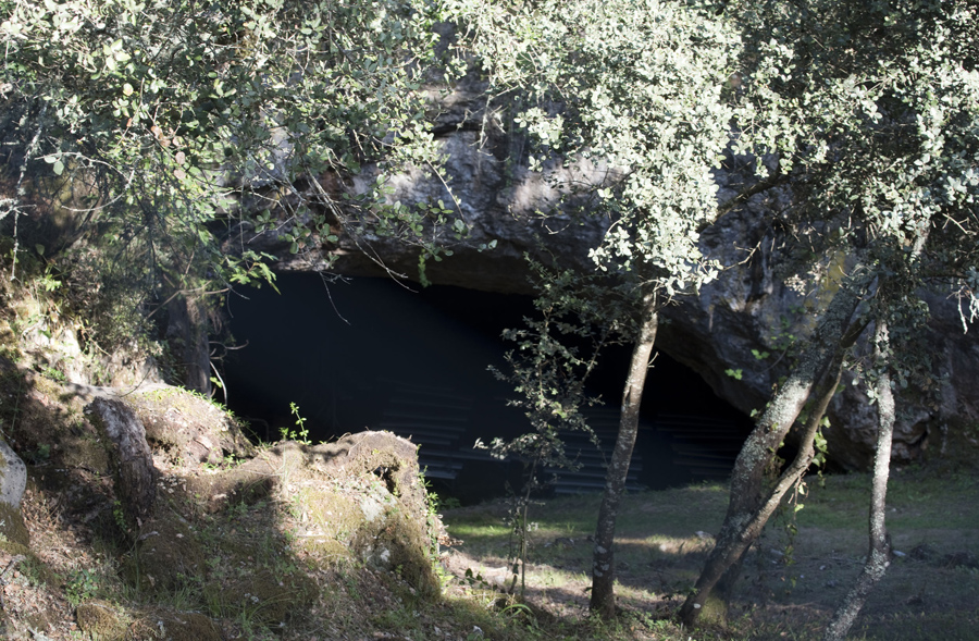 A gruta está rodeada de muita vegetação